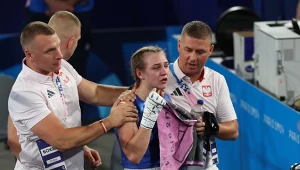 Julia Szeremeta ze swoim sztabem trenerskim na igrzyskach olimpijskich