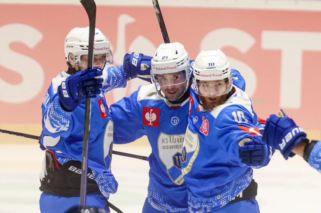 Radość hokeistów Re-Plast Unii Oświęcim Radość hokeistów Re-Plast Unii Oświęcim