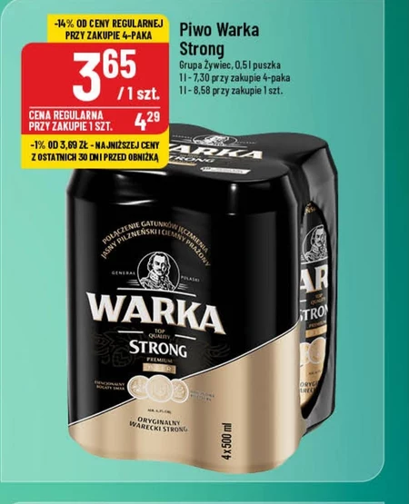 Warka Strong Piwo jasne 4 x 500 ml