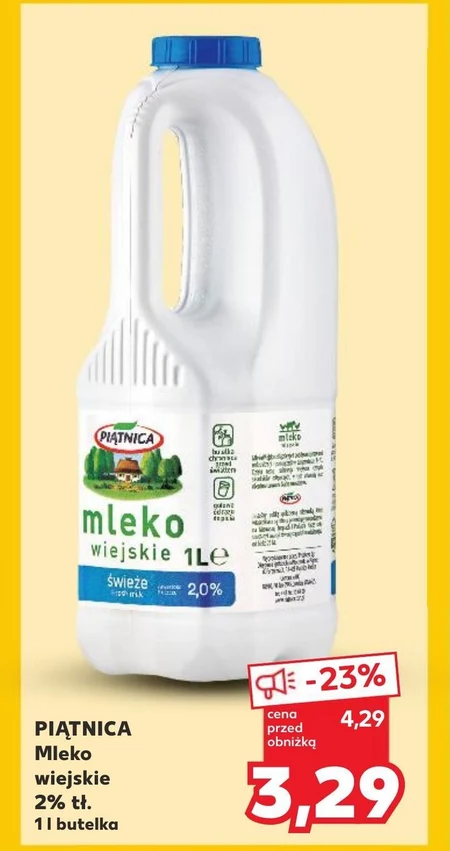 Piątnica Mleko wiejskie świeże 2,0% 1 l