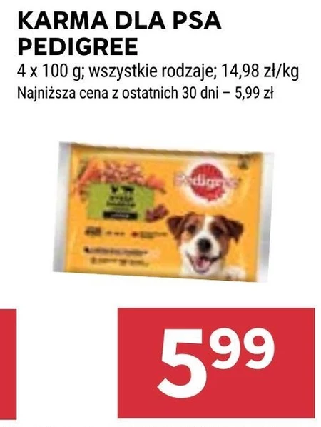 Pedigree Mokra karma dla dorosłych psów mix smaków w galaretce 400 g (4 x 100 g)