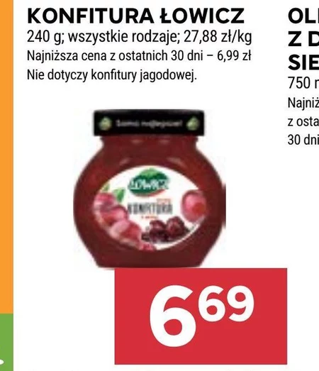 Łowicz Konfitura extra z truskawek o obniżonej zawartości cukrów 240 g