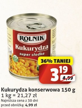 Rolnik Kukurydza konserwowa super słodka 150 g niska cena