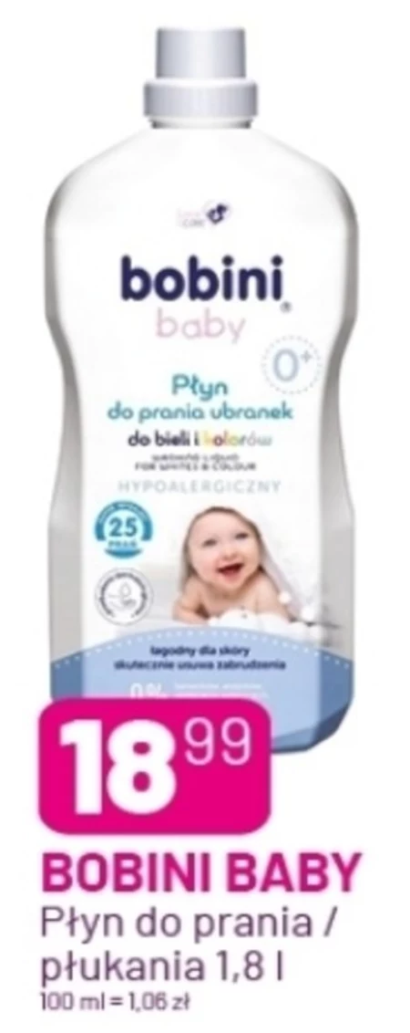 bobini Baby Płyn do prania ubranek do bieli i kolorów hypoalergiczny 1,8 l (25 prań)