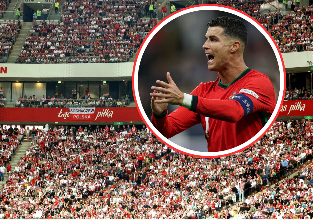 Cristiano Ronaldo na tle PGE Narodowego Cristiano Ronaldo na tle PGE Narodowego