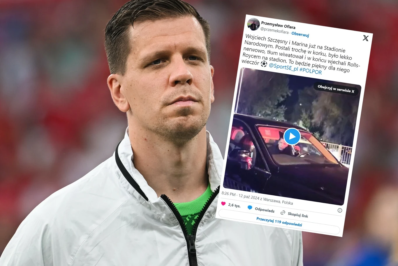 Przyjazd Szczęsnych na Stadion Narodowy wywołał spore poruszenie /https://x.com/przemekofiara/