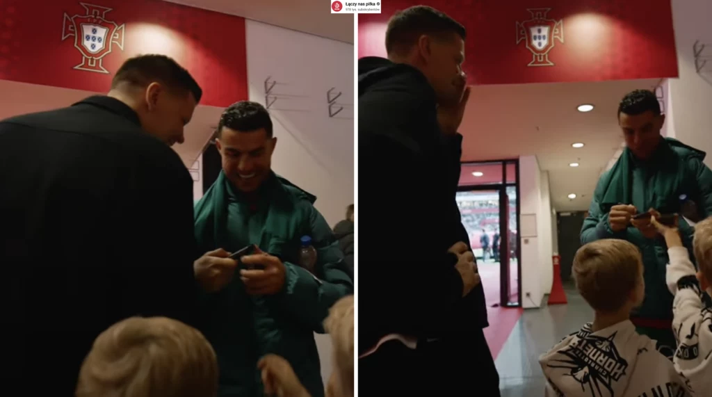 Cristiano Ronaldo i Wojciech Szczęsny ucięli sobie krótką pogawędkę po meczu Ligi Narodów Cristiano Ronaldo i Wojciech Szczęsny ucięli sobie krótką pogawędkę po meczu Ligi Narodów