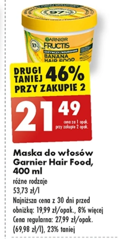Garnier Fructis Banana Hair Food Maska do włosów suchych 400 ml