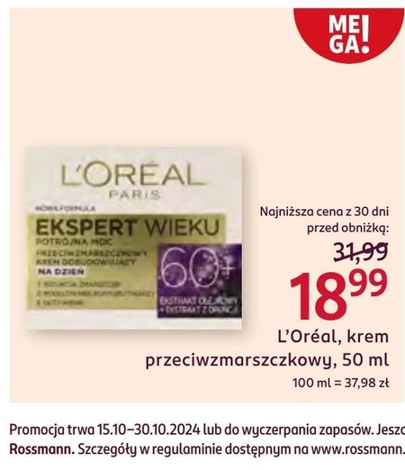 L'Oreal Paris Ekspert Wieku Przeciwzmarszczkowy krem odbudowujący na dzień 60+ 50 ml