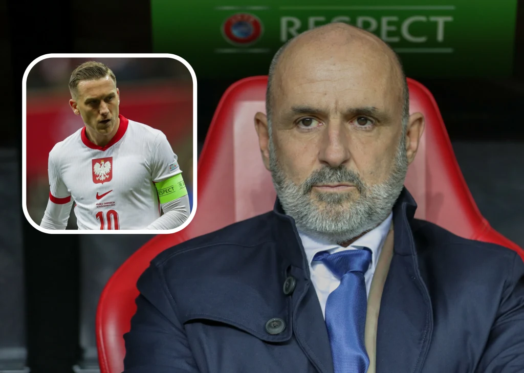 Reprezentacja Polski. Na zdjęciu nasz pomocnik Piotr Zieliński oraz selekcjoner Michał Probierz