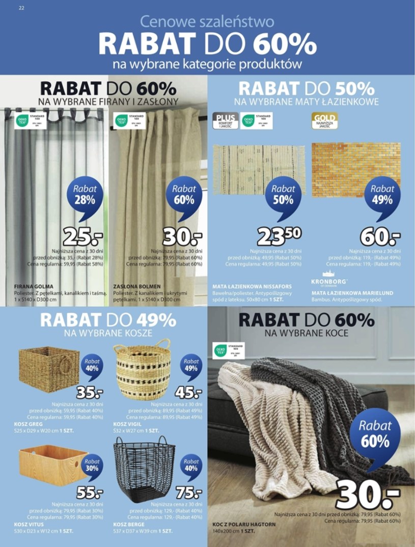 Gazetka: Rabaty do 60% w Jysk!  - strona 22