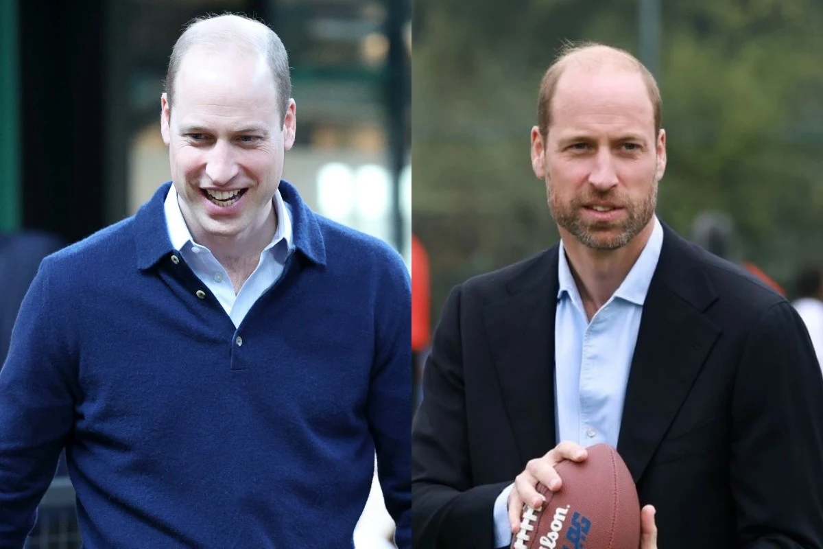 Po lewej książę William bez zarostu, po prawej na fotce z imprezy fundacji NFL