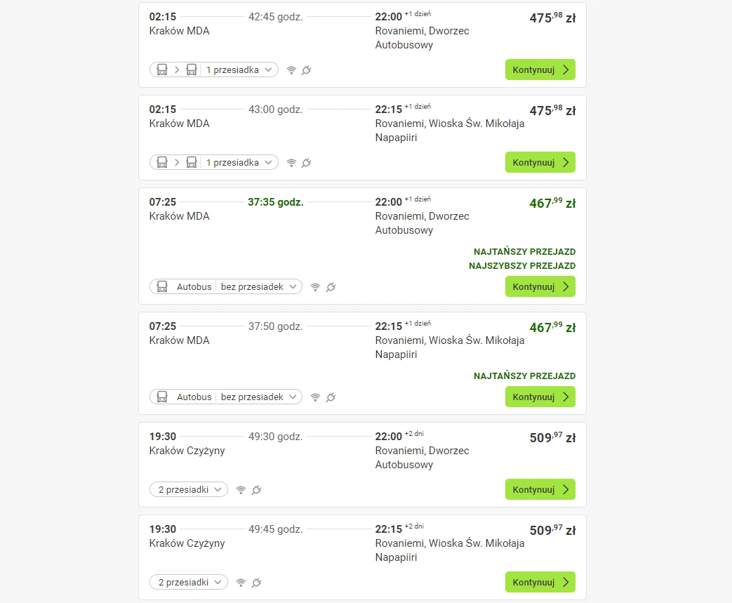 Autobusy Flixbusa kursują do Rovaniemi zarówno w tygodniu, jak i w weekendy.