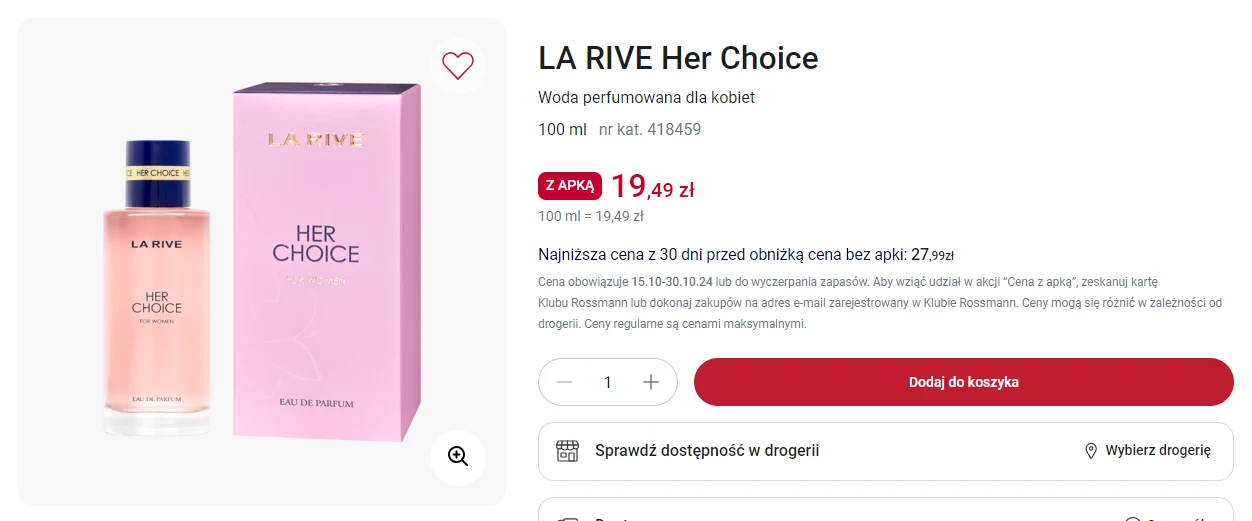Her Choice od La Rive na promocji w Rossmannie 