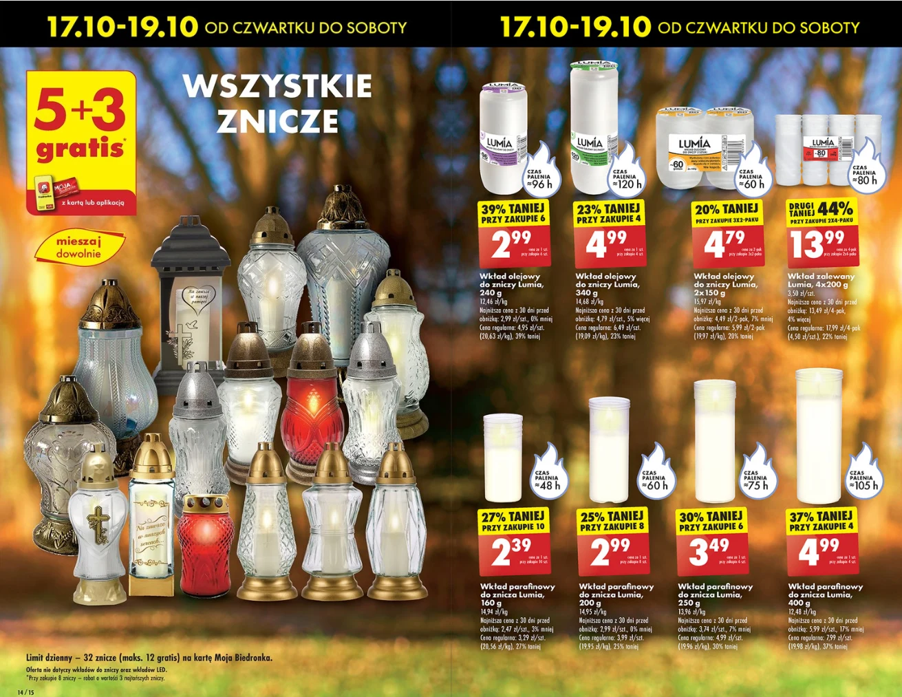 Znicze i wkłady na promocji w Biedronce 