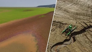 Przykłady zbiorników wodnych podczas suszy: rzeka Tapajos i Jezioro Kilmkówka