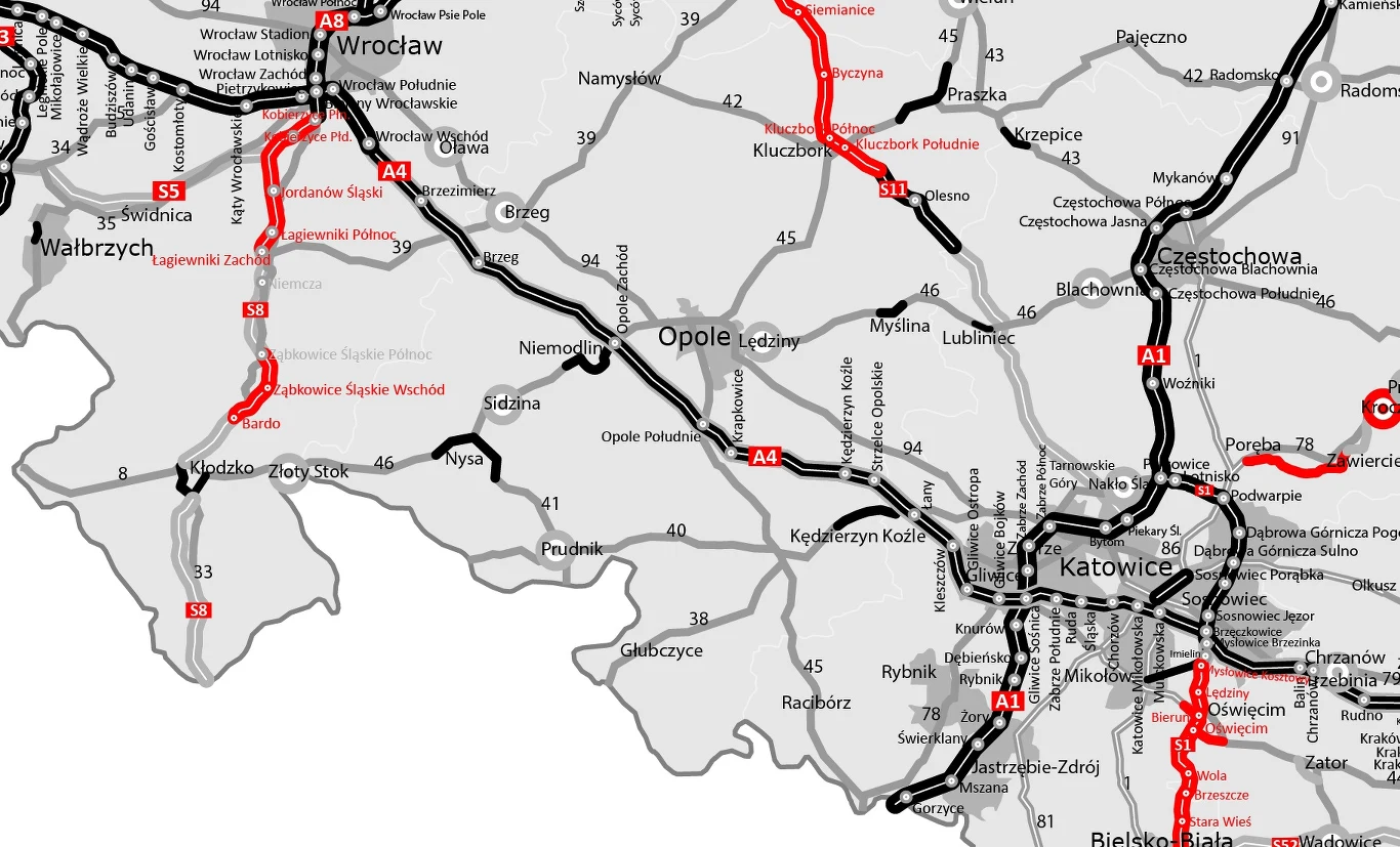 Mapa budowy dróg na Opolszczyźnie