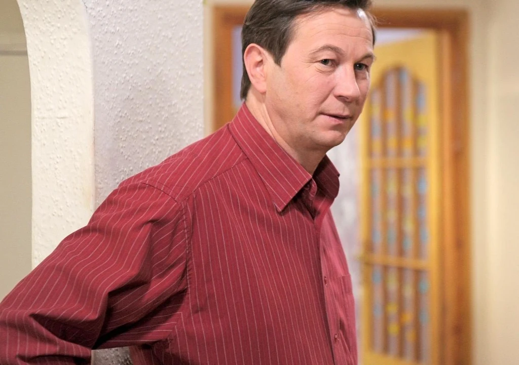 Piotr Cyrwus na planie serialu "Klan"