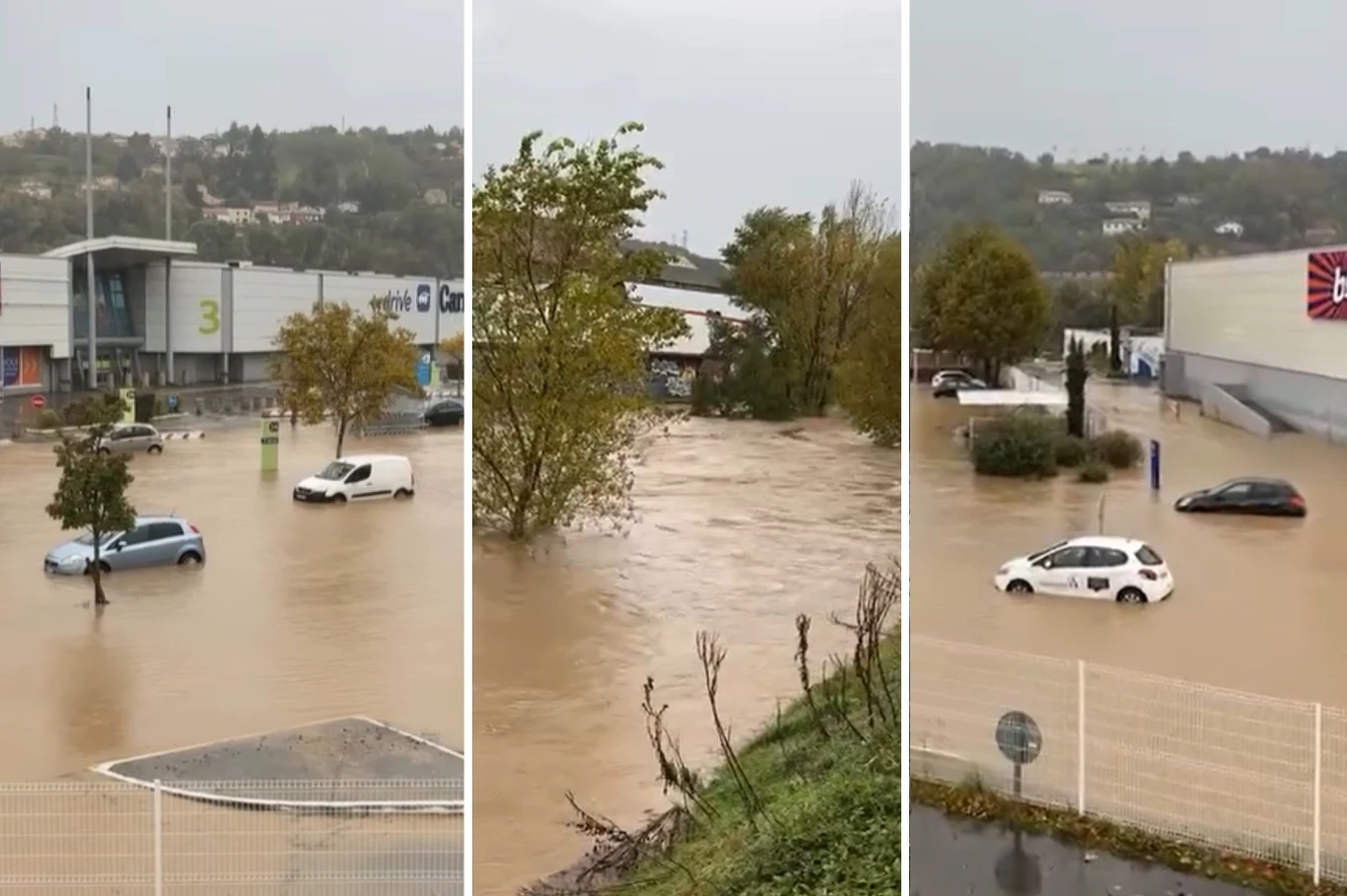 Efekty ulew na południowym wschodzie Francji. W wielu miejscach doszło do powodzi błyskawicznych, zalanych zostało mnóstwo dróg, w tym autostrada A47 na odcinku między Lyonem a Saint-Étienne Efekty ulew na południowym wschodzie Francji. W wielu miejscach doszło do powodzi błyskawicznych, zalanych zostało mnóstwo dróg, w tym autostrada A47 na odcinku między Lyonem a Saint-Étienne