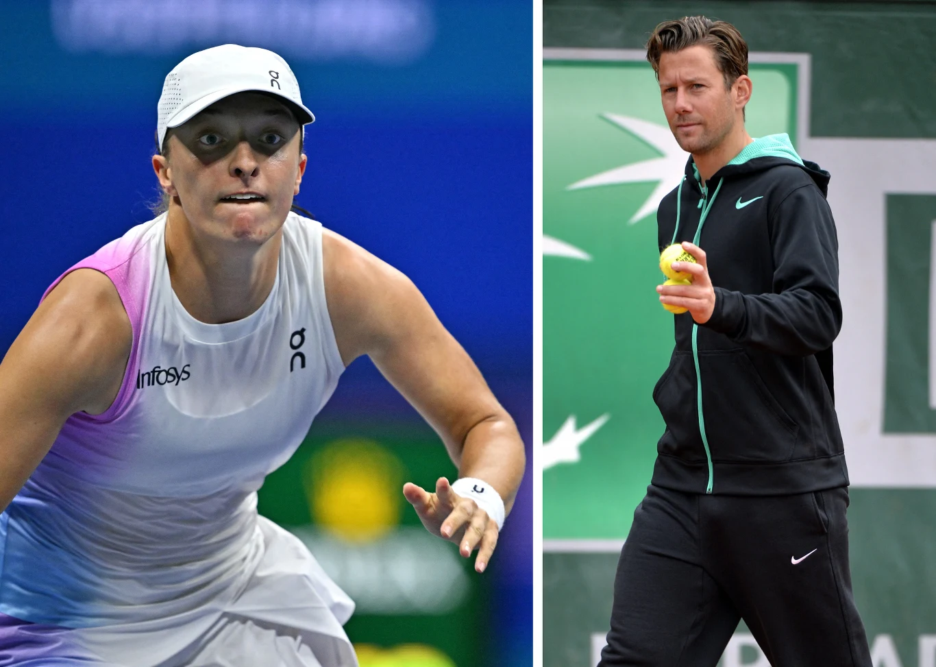 Tenis. Na zdjęciu liderka rankingu WTA Iga Świątek oraz jej nowy trener Wim Fissette