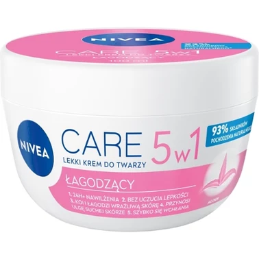 Nivea Care 5w1 Łagodzący Lekki krem do twarzy dla cery suchej i wrażliwej 100 ml - 0