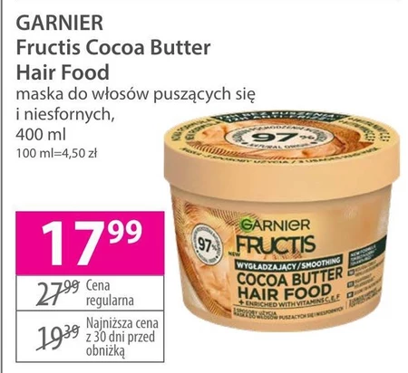Garnier Fructis Cocoa Butter Hair Food Maska do włosów puszących się i niesfornych 400 ml