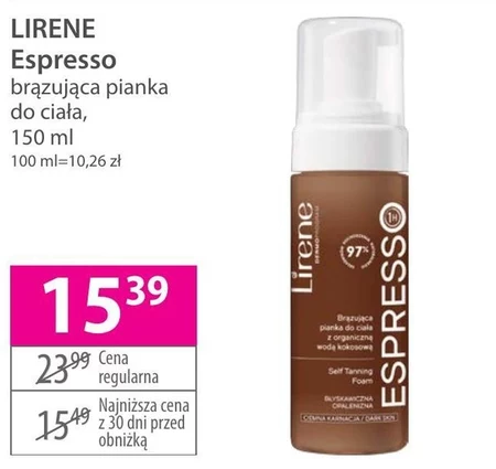 Lirene Espresso Brązująca pianka do ciała z organiczną wodą kokosową 150 ml