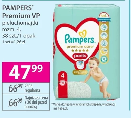 Pampers Premium Care Pieluchomajtki, rozmiar 4, 38 pieluszek, 9kg-15kg