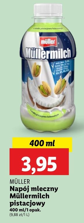 Müller Müllermilch Napój mleczny o smaku pistacjowo-kokosowym 400 g niska cena