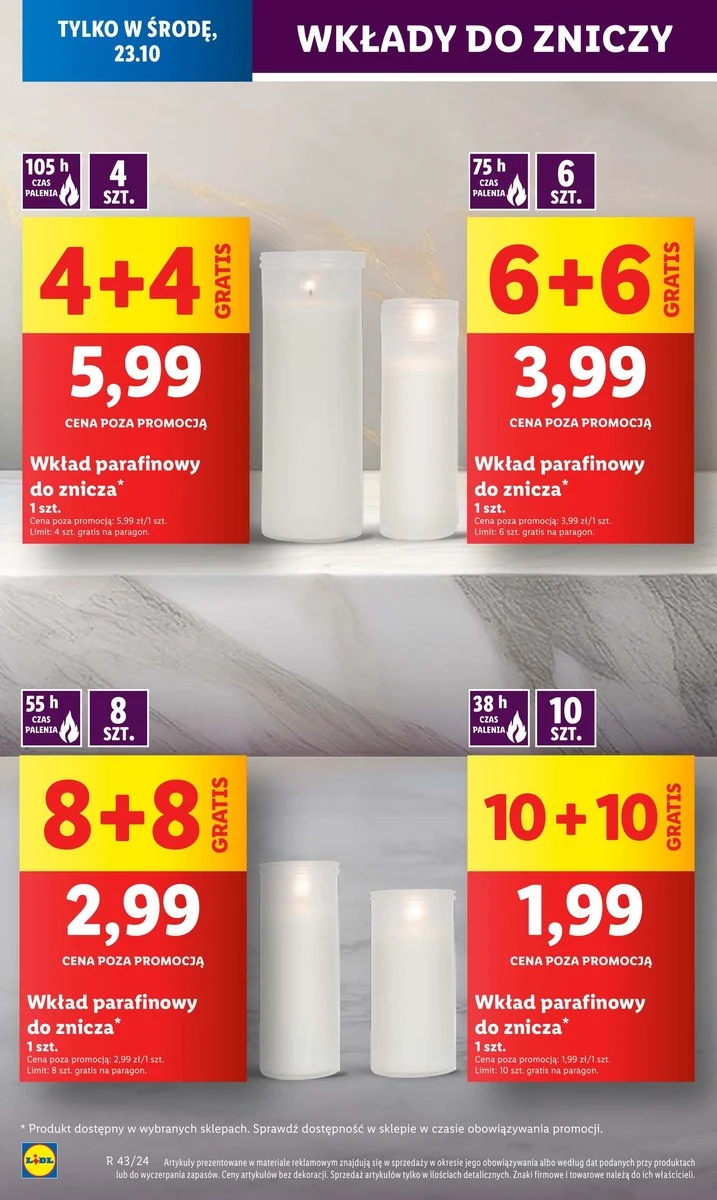 Wkłady do zniczy gratis w Lidlu 