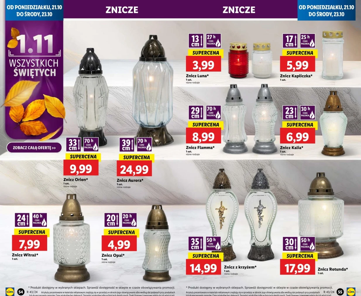 Oferta zniczy w Lidlu 