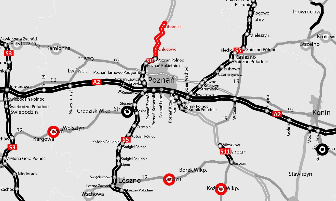 Mapa budowy dróg w Wielkopolsce