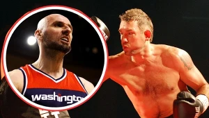 Robert Gortat (z prawej) i Marcin Gortat skrzyżują rękawice w ringu. Ku chwale swojego ojca, śp. Janusza Gortata, podczas turnieju memoriałowego w Jaworznie