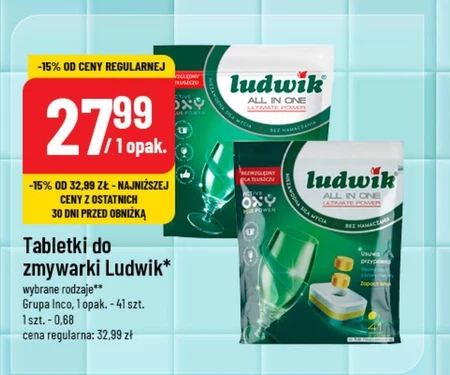 Ludwik All in one Grapefruit Tabletki do zmywarek 738 g (41 sztuk)