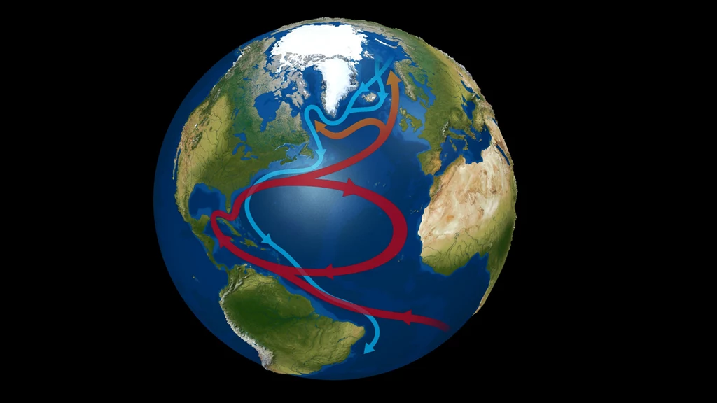 Wizualizacja prądów morskich na Oceanie Atlantyckim