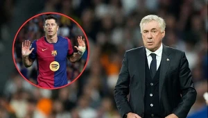 Carlo Ancelotti i Robert Lewandowski (na małym zdjęciu)