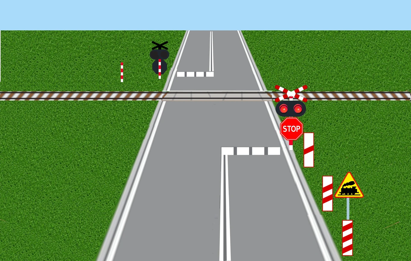 Przejazd kolejowo-drogowy kategorii C ze znakiem STOP Przejazd kolejowo-drogowy kategorii C ze znakiem STOP