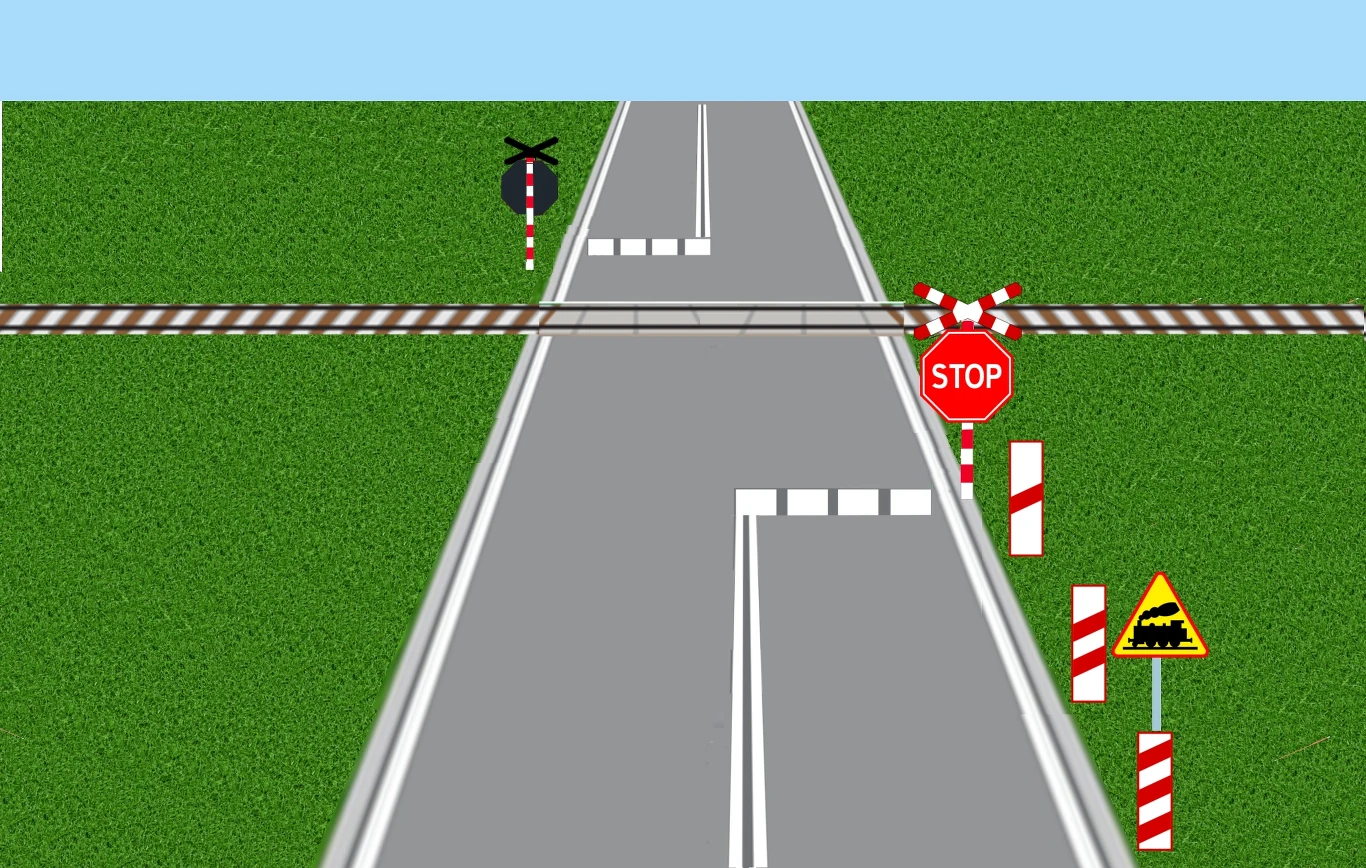 Przejazd kolejowo-drogowy kategorii D ze znakiem STOP Przejazd kolejowo-drogowy kategorii D ze znakiem STOP