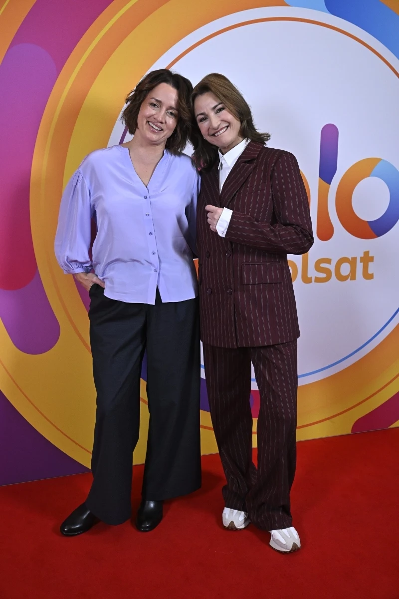 Joanna Brodzik i Katarzyna Maciąg w studio "halo tu polsat"