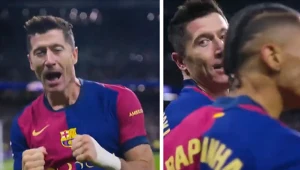 Robert Lewandowski w meczu Real Madryt - FC Barcelona