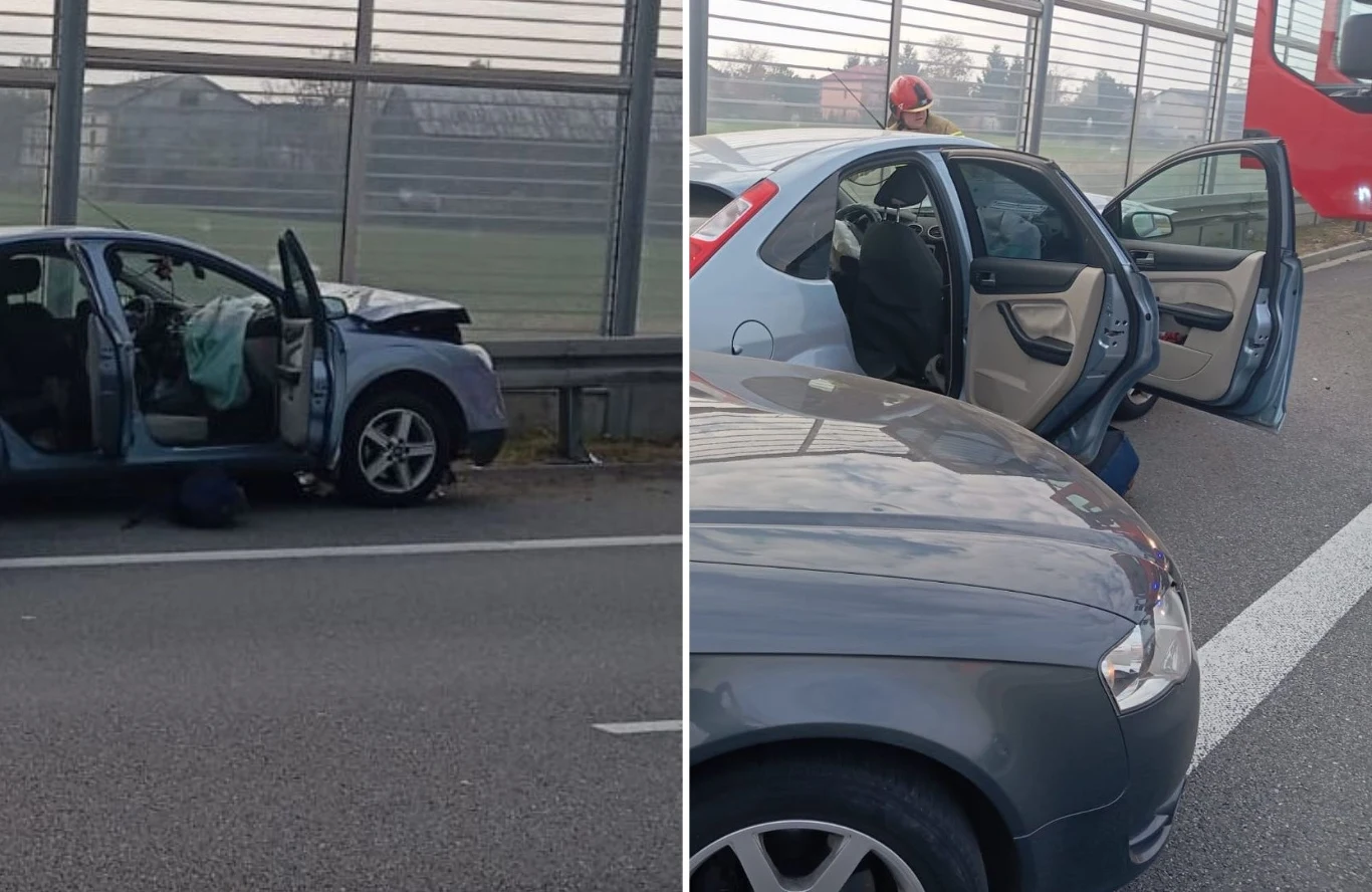Na obwodnicy Lublina doszło do pożaru samochodu, a następnie wypadku Na obwodnicy Lublina doszło do pożaru samochodu, a następnie wypadku
