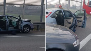 Na obwodnicy Lublina doszło do pożaru samochodu, a następnie wypadku 