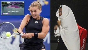 Maja Chwalińska była o jedną piłkę od wygrania meczu, gdy jej spotkanie przerwano. Przypomniały się sceny, jakie towarzyszyły, także na Jukatanie, zmaganiom Aryny Sabalenki (z prawej) czy Igi Świątek w WTA Finals