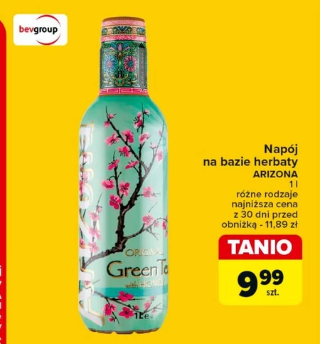 Arizona Napój herbaciany niegazowany z ekstraktem z zielonej herbaty i miodem 1 l