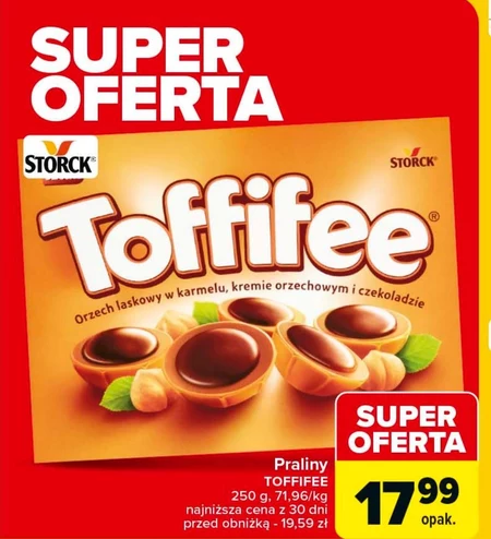 Toffifee Orzech laskowy w karmelu kremie orzechowym i czekoladzie 250 g (30 sztuk)