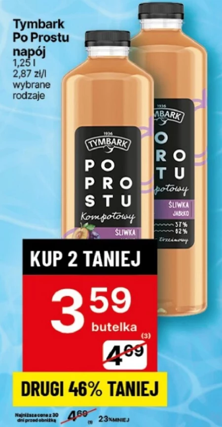 Tymbark Po prostu Napój kompotowy śliwka jabłko 1,25 l