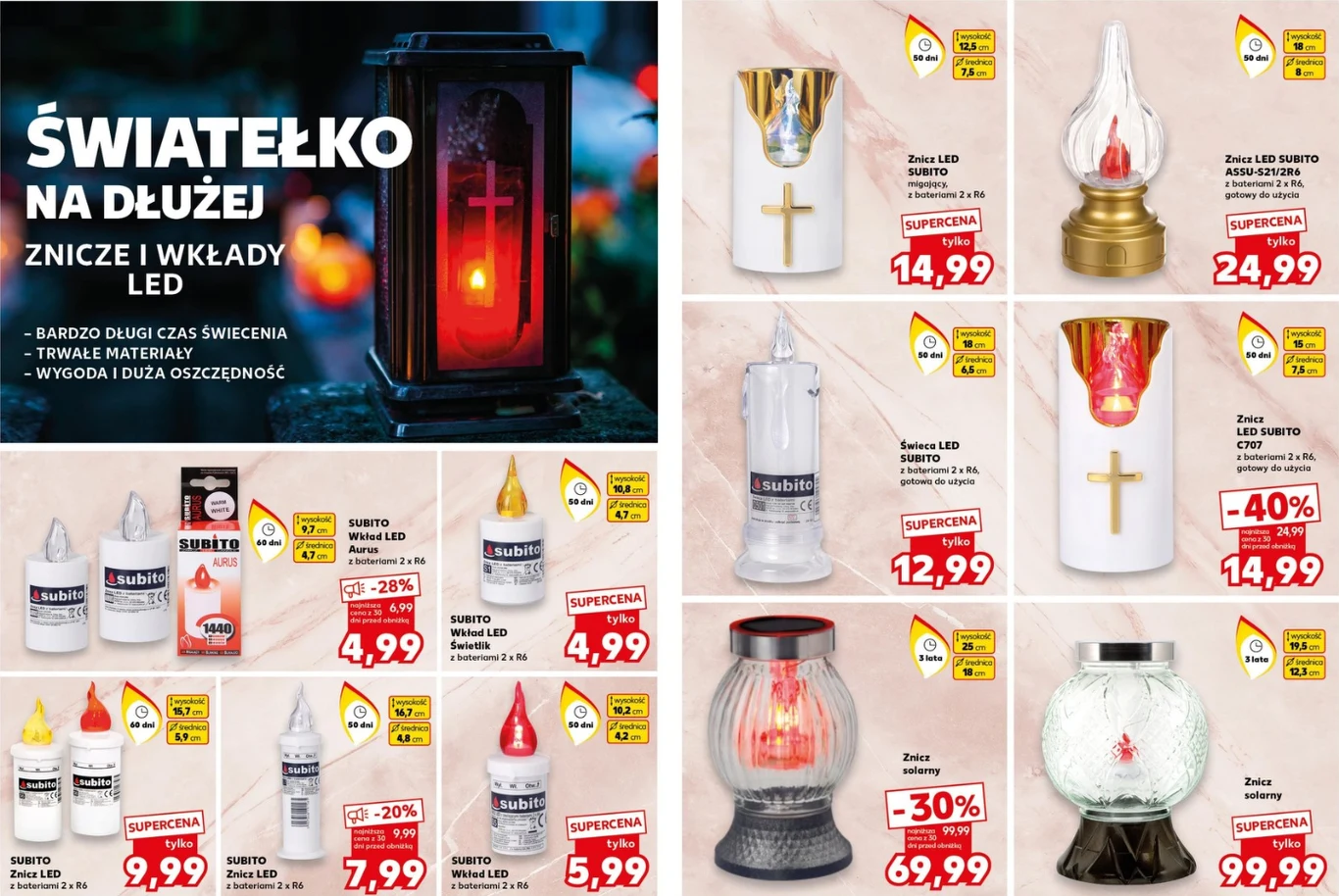 Znicze solarne i LED w Kauflandzie