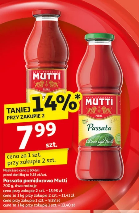 Mutti Passata przecier pomidorowy z bazylią 700 g