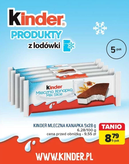 Kinder Mleczna Kanapka Biszkopt z mlecznym nadzieniem  84 g (3 x 28 g)