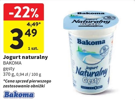 Bakoma Jogurt naturalny gęsty 370 g